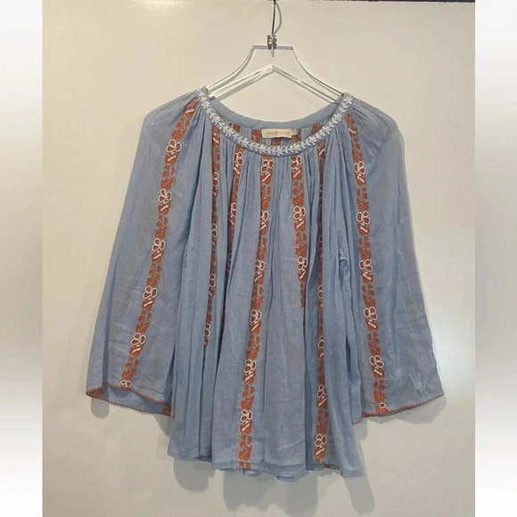 Tory Burch Alexandria Beaded Peasant Top Blouse Shirt Womens Size 2 (586) - Picture 5 of 10